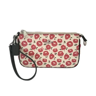 Coach CBM74 Nolita 19 Floral Print Small Handbag Clutch Chalk Black - Image 1 of 4