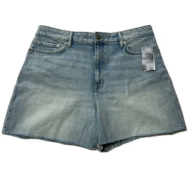 Lauren Ralph Lauren Womens High Rise Denim Shorts Size 14 Blue Raw Hem Denim NWT - Image 1 of 4