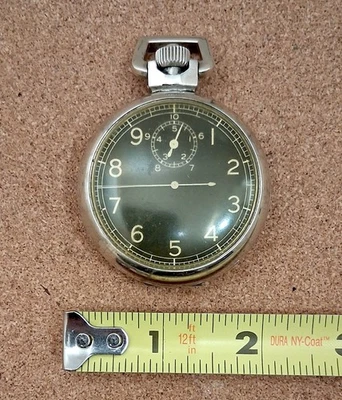 SEE VIDEO Running Vintage Elgin 1945 USA Military Timer 16s 15j Black Dial White - Image 1 of 4
