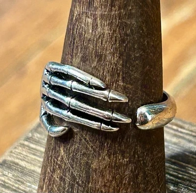 Anillo de mano de plata de ley esqueleto 925. tamaño 7,5 figura artesanal hecho a mano Foto 1 de 4