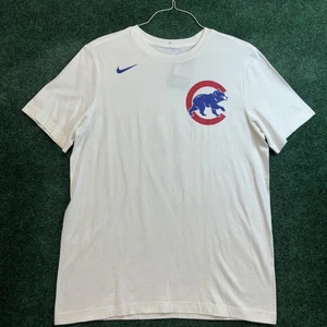 Nike Men Tee Shirt Large White CHICAGO CUBS JAVIER BAEZ #9 New With Tags - Picture 1 of 7