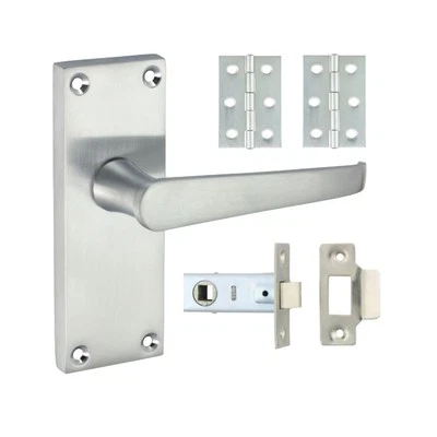 Timco - Set Latch Pintu Lurus Gaya Victorian - Satin Chrome (2 Keping, Saiz Beb - Image 1 of 2