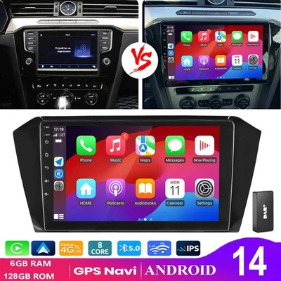 DAB+ Für VW Passat B8 2015-2020 Android 14 Autoradio Carplay 128GB GPS Navi WIFI - Bild 1 von 4
