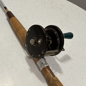 Penn Reel USA Fishing Reel Marin with green handle and Pole-NICE - Picture 1 of 16