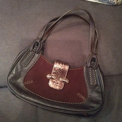 TOD'S Hand Bag Tote Purse Leather Suede Dark Brown Authentic - Image 1 of 4
