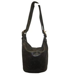 Coach Bleecker Vintage Black Leather Bucket Crossbody Bag - Picture 1 of 9