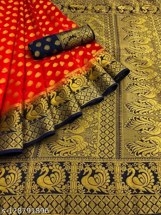 Para Mujer Kanjivaram Art Seda, Jacquard Nylon Sari con Pieza Blusa Separada Foto 1 de 1