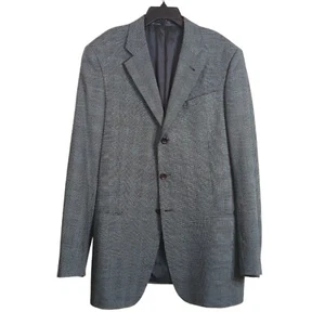 Armani Collezioni Plaid Wool Blazer Mens Large US42 Gray Classic Sport Jacket - Picture 1 of 6