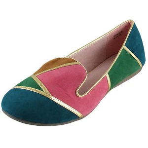 New women's ballet flat ballerina loafer mix color casual work blue pink green - Picture 1 of 3