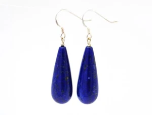 Schöne Ohrringe aus Edelsteiene Lapislazuli in Tropfenform 925er Silber Ohrhaken - Picture 1 of 1