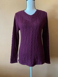Peruvian Link Maroon Red Baby Alpaca Collection Cable Knit Sweater Size Small - Picture 1 of 7