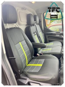 SEAT COVERS FOR FORD TRANSIT CUSTOM 2+1 FULL ECO LEATHER NEW DESIGN - Picture 1 of 4