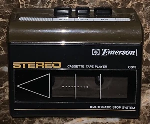 Vintage Emerson Stereo Cassette Tape Player Model CS15 Brown Tested Works AA x 2 - Picture 1 of 6