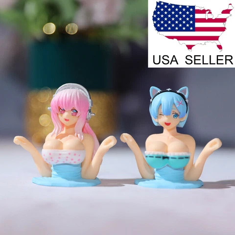 New Shaking Chest Anime Character Girl Car Ornaments Sexy Girl Figure Toy Gift Cover