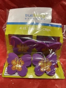 Paquete de 4 clips para bolsa con astillas de mariposa hechos por Trueliving al aire libre púrpura amarillo naranja - Imagen 1 de 5