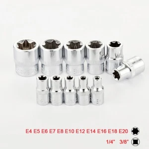 11-Piece Female Torx Star Socket Set External E Type E4-E20 3/8 1/4 Drive Rail - Picture 1 of 7