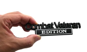 1x Metal Combat Veteran Edition Emblem Badge Sticker Decal Truck Black White - Picture 1 of 5
