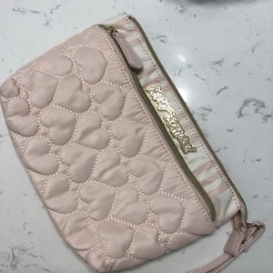 Betsey Johnson Quilted Hearts Pink Wristlet Bag - Picture 1 of 8