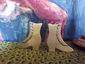 Antique pair of brass ladies lucky shoe fireplace chimney piece ornaments 3.75"H - Picture 1 of 5