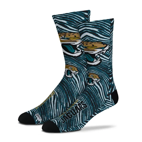 Zubaz X For Bare Feet NFL Adult Unisex Jacksonville Jaguars Zubified Dress Socks Cover