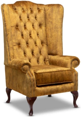 FAST DELIVERY Chesterfield Extra High back Classic Chair Vintage Mustard Velvet