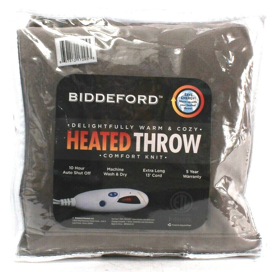 Biddeford Comfort Knit Heated Throw 10 Hour Auto Shut Off 13' Extra Long Cord - Image 1 of 1