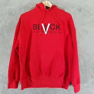 Felpa con cappuccio nera da uomo grande rossa maglione pullover - Foto 1 di 9