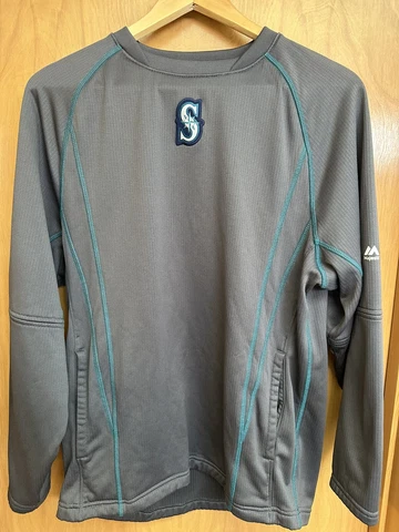 Majestic Seattle Mariners Mens OnField Pullover Sweatshirt S Vented Pockets Cover