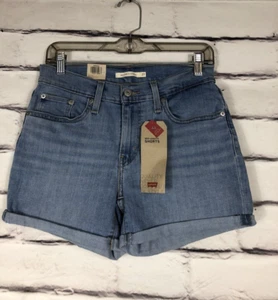 Neu mit Etikett Levi's Sculpt mittellange Damenshorts Größe 27 blau Jeansshorts - Bild 1 von 12