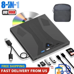 8-in-1 External Bluray Drive for Laptop PC BD CD DVD Player Burner Optical Drive - Picture 1 of 10