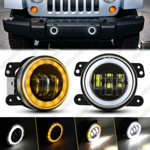 4" Inch Round LED Halo Fog Lights Angel Eyes DRL Lamp For Jeep Wrangler JK LJ JT - Picture 1 of 13