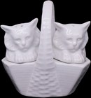 Chamart France White Porcelain Cats / Kittens Salt & Pepper Shakers 4"