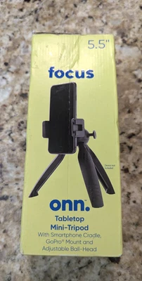 Onn Focus Tabletop Mini Tripod Smartphone Cradle GoPro Mount Adjustable 5.5" - Image 1 of 4