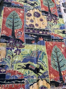 MCM 50s Leaping Deer Cotton Fabric Fr:JAPAN EXQUISITE! Forest Motifs 45x1yd RARE - Picture 1 of 9