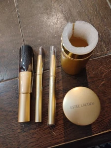 Vintage NEU Estee Lauder 3 Teile Make-up Pinsel Set Goldfarben Reiseset Neu  - Bild 1 von 2