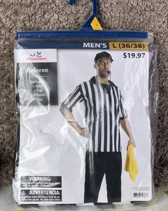 Schiedsrichter Kostüm Set Herren LARGE 36/38 Shirt Cap Pfeife Flagge Halloween Verkleiden - Bild 1 von 7