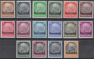 Stamp Germany Luxembourg Mi 01-16 Sc N1-16 1940 WWII Hindenburg Occupation MH - Image 1 of 4