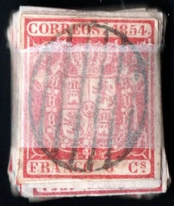 1854.Ed:º24(100).Escudo de España.6 cu carmín.Pastilla 100 sellos.SIN REVISAR - Imagen 1 de 1