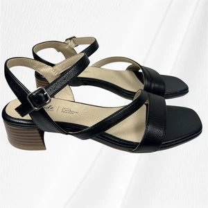 Sandalias Life Stride para mujer JULEP negras con correa en el tobillo punta cuadrada tacón bloque 8M - Imagen 1 de 9