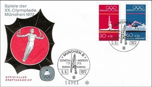 Summer Olympics Games XX München Germany Gymnastics Swimming Gold Foil FDC 1972 - Picture 1 of 1