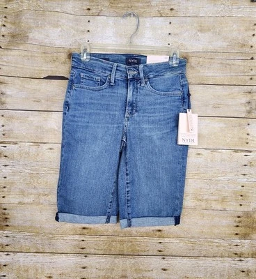 NWT NYDJ Briella Womens Sz 00 Roll Cuff Denim Shorts Heyburn Wash Blue Jean - Image 1 of 4