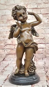 Escultura de bronce hinchable feliz querubín ángel de Moreau decoración francesa estatuilla oferta - Imagen 1 de 10