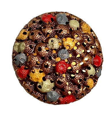 Botón centelleante de metal vintage con puntos de pintura de colores Foto 1 de 3