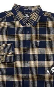 NEW Volcom Mens Caden Button Up Plaid Flannel Shirt Size Large L/S Modern Fit - Picture 1 of 6
