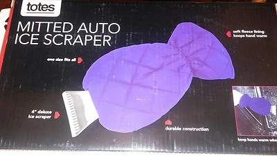 NEW Totes Mitted Auto Ice Scraper Car Shovel Blue Fleece Lining Hand - Image 1 of 3