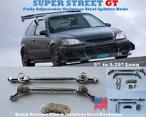 Stabilizer Splitter Support Rods 5" - 9.75" JDM Diffuser Spoiler ARP Universal - Picture 1 of 8