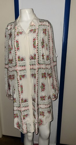 Abito Camicia Tory Burch Cora Seta 0 $498 Velo da Giardino XS NUOVO CON ETICHETTE