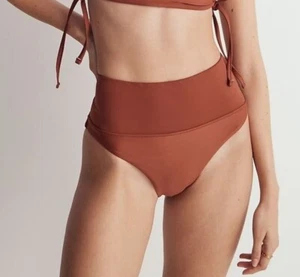 Madewell Second Wave High Cut Bikini Swimsuit Bottom Size XS Brown NWT - Picture 1 of 6