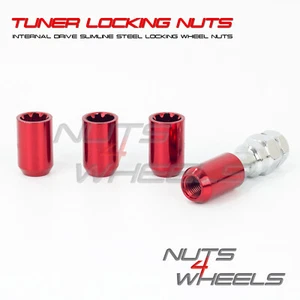 4 x Red Tuner Locking Nuts Fits Ford Focus RS ST with Aftermarket Alloys - Picture 1 of 2