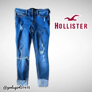 Hollister Cropped Distressed Skinny Medium Wash Jeans Größe 1 gebraucht, in einwandfreiem Zustand - Bild 1 von 9